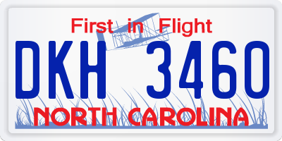 NC license plate DKH3460