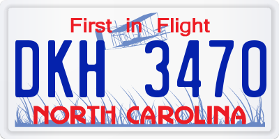 NC license plate DKH3470