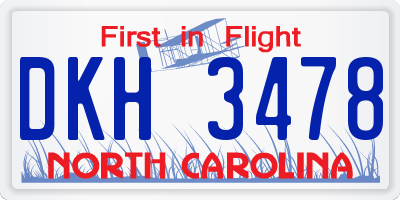 NC license plate DKH3478