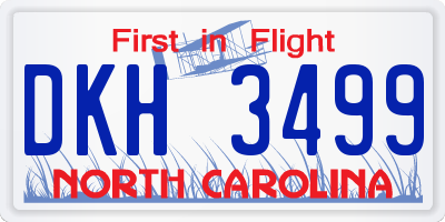 NC license plate DKH3499