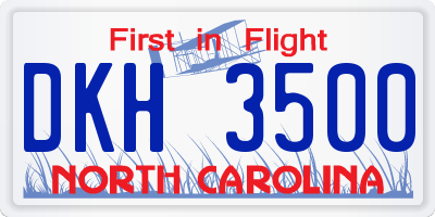 NC license plate DKH3500