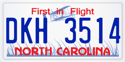 NC license plate DKH3514