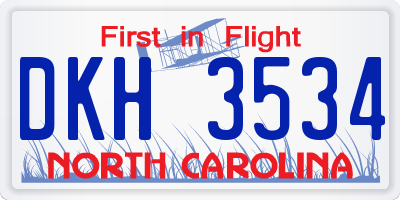 NC license plate DKH3534