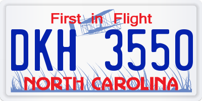 NC license plate DKH3550