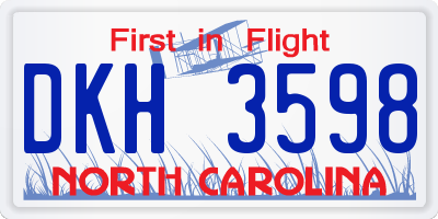 NC license plate DKH3598