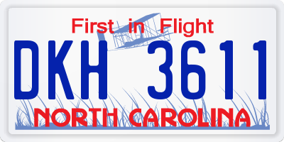 NC license plate DKH3611