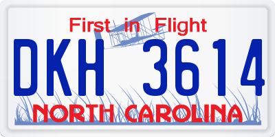 NC license plate DKH3614