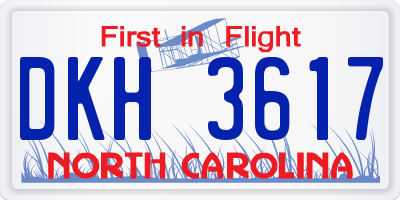 NC license plate DKH3617