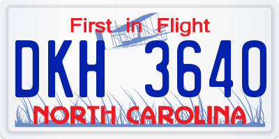 NC license plate DKH3640