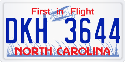 NC license plate DKH3644