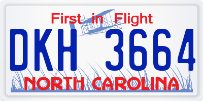 NC license plate DKH3664