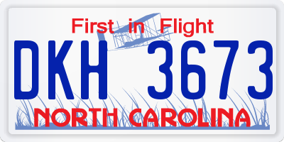 NC license plate DKH3673