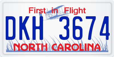NC license plate DKH3674
