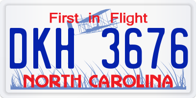 NC license plate DKH3676