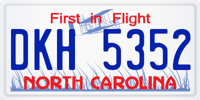 NC license plate DKH5352