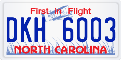 NC license plate DKH6003