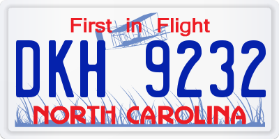 NC license plate DKH9232