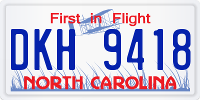 NC license plate DKH9418