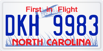 NC license plate DKH9983