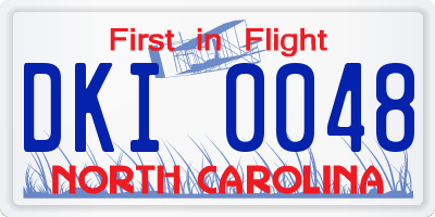 NC license plate DKI0048