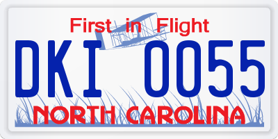 NC license plate DKI0055