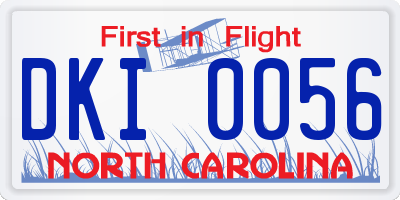 NC license plate DKI0056