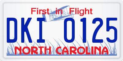 NC license plate DKI0125