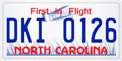 NC license plate DKI0126