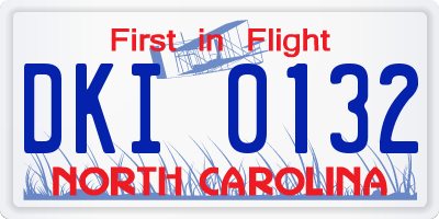 NC license plate DKI0132