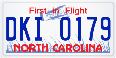 NC license plate DKI0179