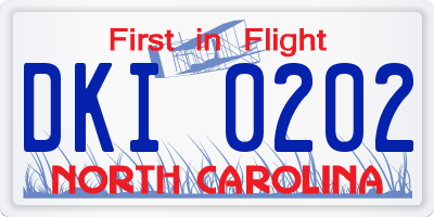 NC license plate DKI0202