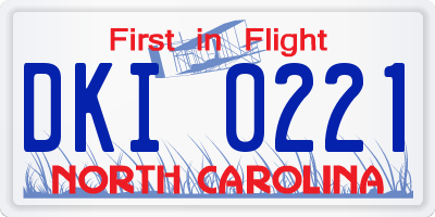 NC license plate DKI0221