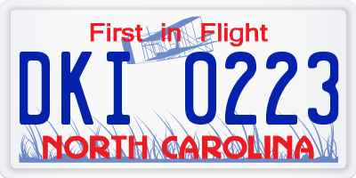 NC license plate DKI0223