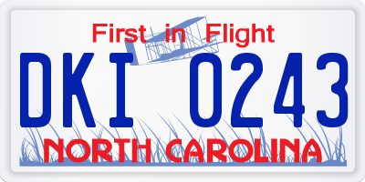NC license plate DKI0243