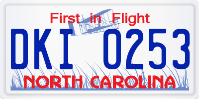 NC license plate DKI0253