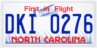 NC license plate DKI0276