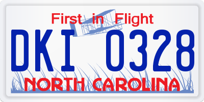 NC license plate DKI0328