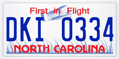 NC license plate DKI0334