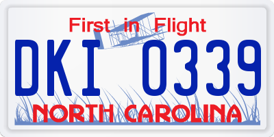 NC license plate DKI0339