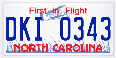 NC license plate DKI0343