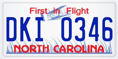 NC license plate DKI0346