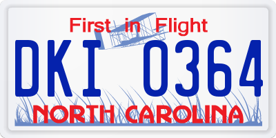 NC license plate DKI0364