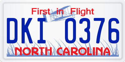 NC license plate DKI0376