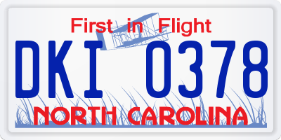 NC license plate DKI0378
