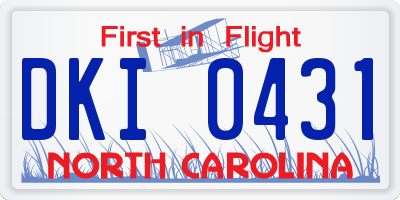 NC license plate DKI0431