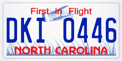 NC license plate DKI0446