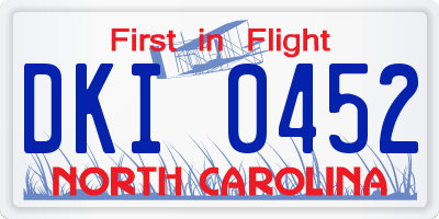 NC license plate DKI0452