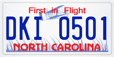 NC license plate DKI0501