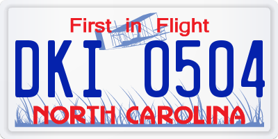 NC license plate DKI0504