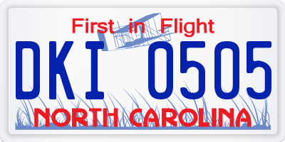 NC license plate DKI0505